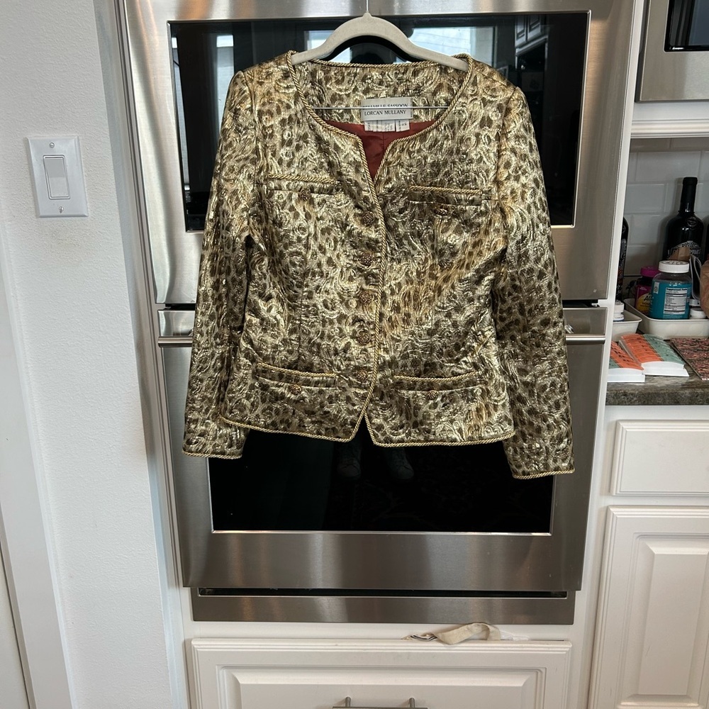 Vintage Bellville Sassoon Gold animal Patterned Blazer size UK 12 GUC